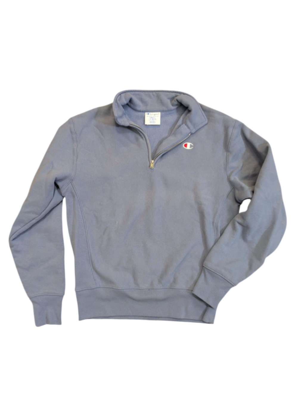 Champion Reverse Weave 1/4 Zip Sweatshirt Small Light Blue - Picture 2 of 11